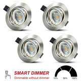 4er SET LED-Einbaustrahler | 230V 6W | DIMMBAR | ohne Trafo | 28mm flach | Rund