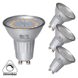 Dimmbar LED-Glas-Reflektor GU10, 5W = 50W 400 Lumen, Warmweiß / Neutralweiß, 4 Stück