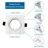 4X Deckeneinbaurahmen | Einbaurahmen eckig schwenkbar | LED/Halogen/GU10/50mm | Weiß, Loch-68-80mm