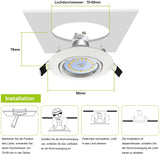 LED Einbauleuchte IP23 GU10 5W 450 lm Warm/Neutralweiß Rund Weiß Ø70-80mm 230V, 4 Stück