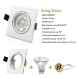 10er SET LED Einbaustrahler |  Eckig Einbauleuchte 230V | Weiß ultra flach 5W inkl. GU10