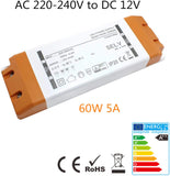 LED-Trafo 60W DC 12V 5A, Nicht dimmbar LED Transformator, LED Treiber Netzteil