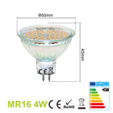 LED Strahler / Leuchtmittel, 4W = 35W, Sockel MR16, Winkel 120º, 12V AC+DC, 400 Lumen Glas, 6 Stück