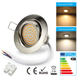 4 Stück LED-Einbauleuchte 230V ohne Trafo | Edelstahl Gebürstet | Ultra Flach | 3.5W 120° Reflektor | Rund