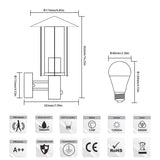 Wandleuchte mit Bewegungsmelder, Klassisch in Edelstahl, IP44 Mit PIR Sensor, E27 Warmweiß Licht 230V