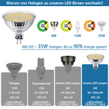 4W MR16 / GU5.3 LED Leuchtmittel, 3000K/4500K, 400lm, 12V 120°, 6 Stück